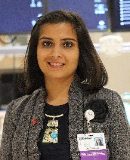 Dr. Deepali Tukaye, MD, PhD, interventional cardiologist, in a hospital setting