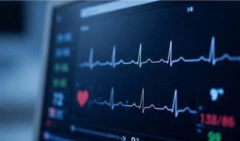 Electrocardiogram monitor displaying a heart rhythm